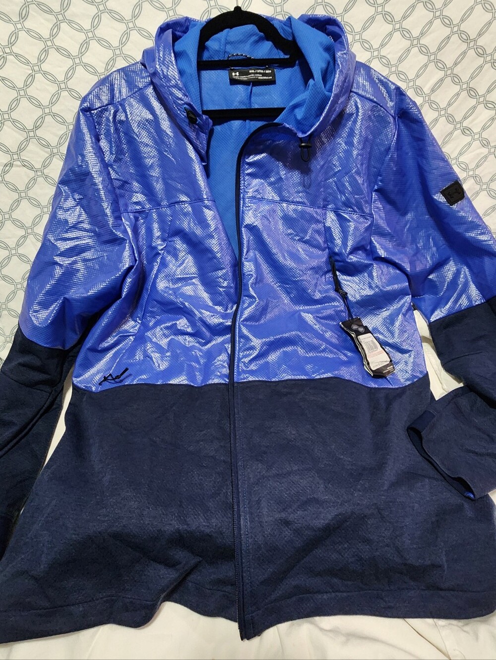 Undwr Armour Men's ColdGearTwo-Tone Blue Hooded Jacket - 3XL